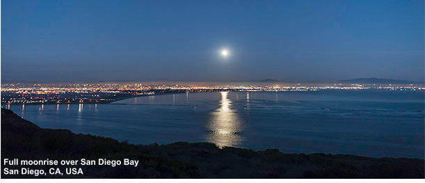 Full moonrise over San Diego Bay San Diego, CA, USA